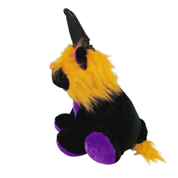 King Plush Black Lion 14 in Plush Big Cat Purple Orange Stuffed Animal Dunce Hat - Picture 2 of 8